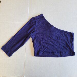 Lotus One-Shoulder Navy Blue Top